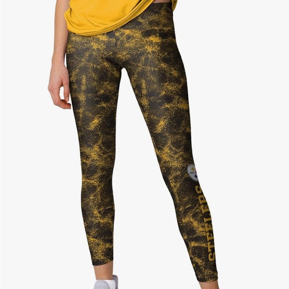 NFL Pittsburgh Steelers Women's Black and Gold Leggings - Picture 1 of 7